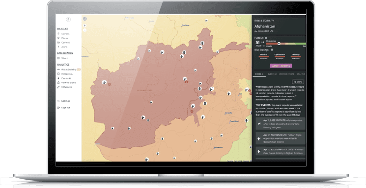 map view of events in Afghanistan