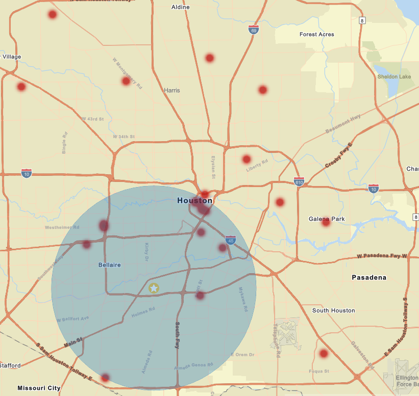 Annotated Seerist heatmap for Houston