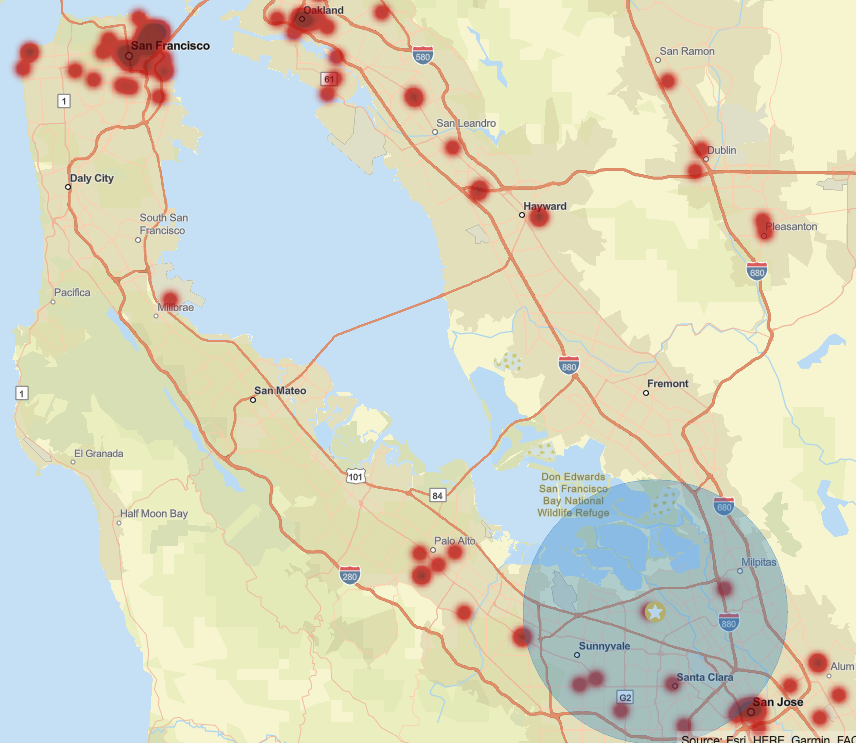 Annotated Seerist heatmap for San Francisco